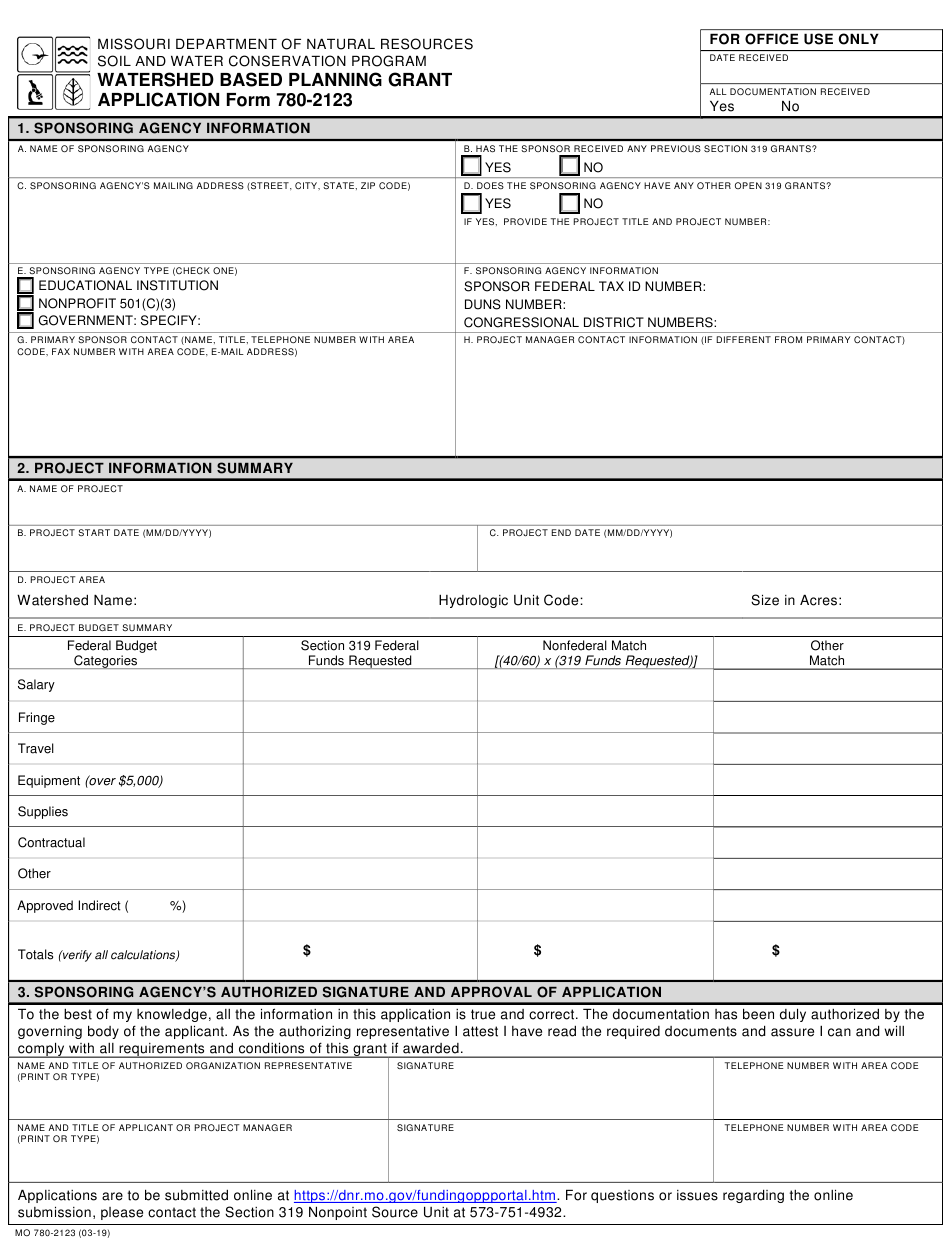 Form MO780 2123 Download Fillable PDF Or Fill Online Watershed Based 