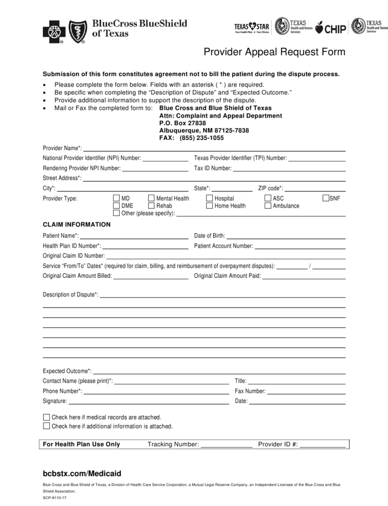 Form SCP 9110 17 Download Printable PDF Or Fill Online Provider Appeal 