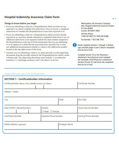 FREE 10 Hospital Indemnity Claim Form Templates In PDF Free 