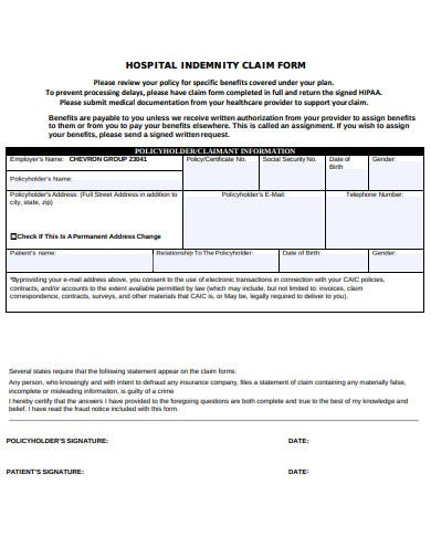 FREE 10 Hospital Indemnity Claim Form Templates In PDF Free 