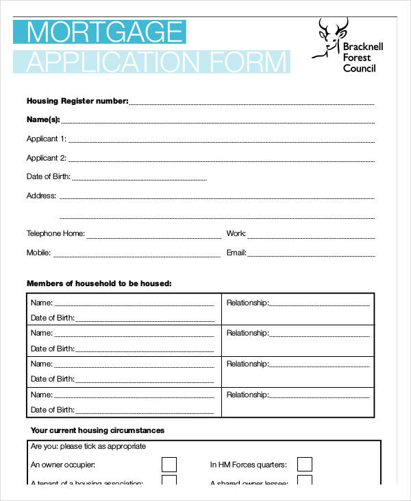 FREE 11 Sample Mortgage Application Forms In PDF MS Word