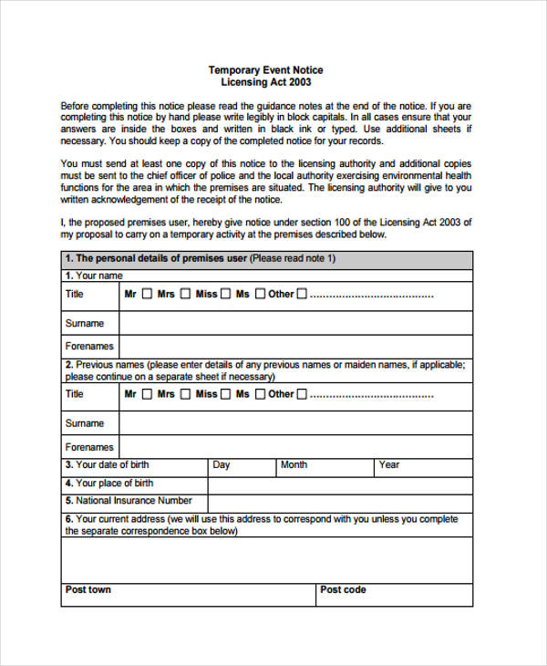FREE 33 Sample Notice Forms In PDF MS Word Excel