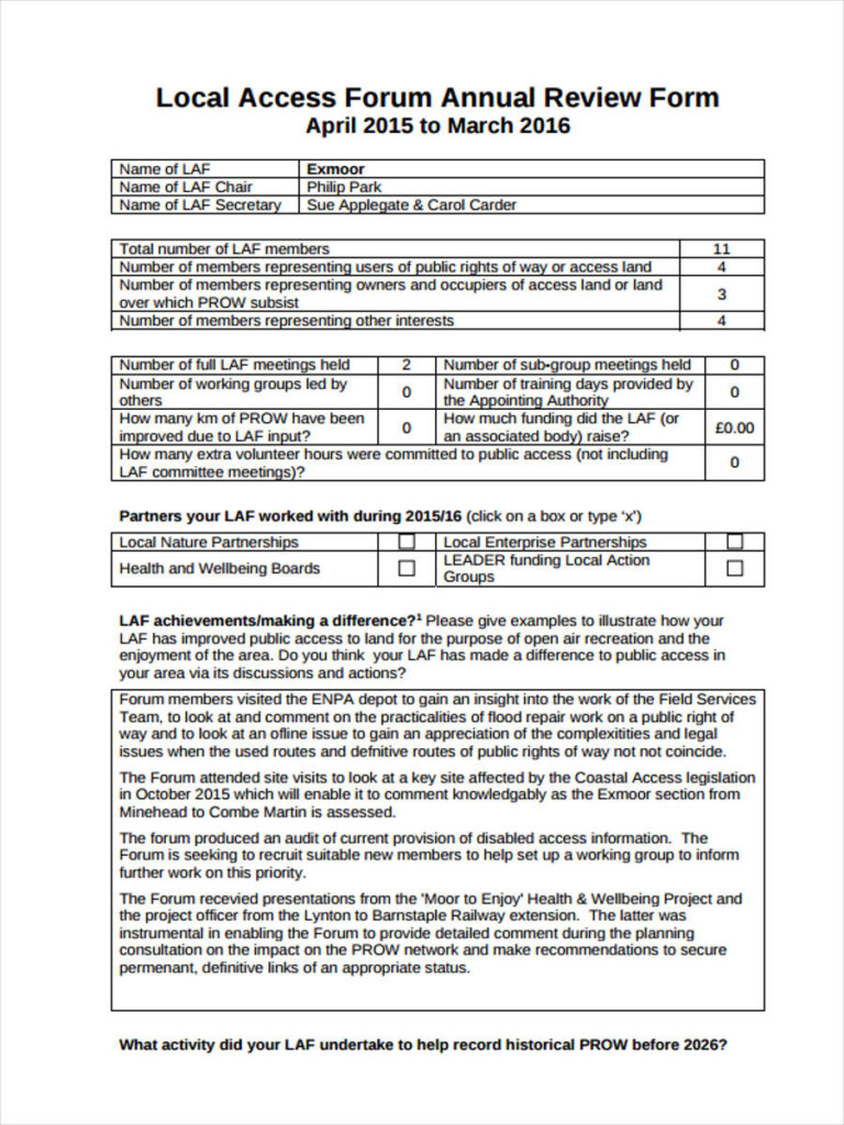 FREE 7 Annual Review Forms In PDF