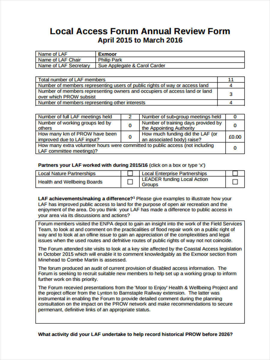 FREE 7 Annual Review Forms In PDF