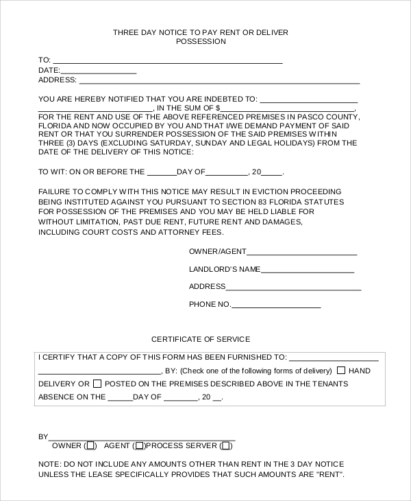 FREE 8 Sample Eviction Notice Forms In MS Word PDF