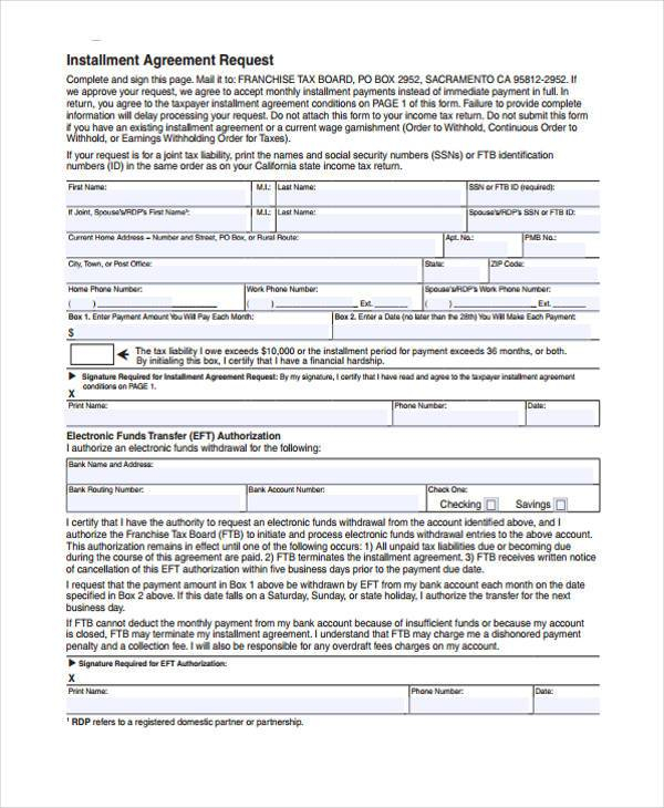 FREE 9 Installment Agreement Sample Forms In PDF MS Word