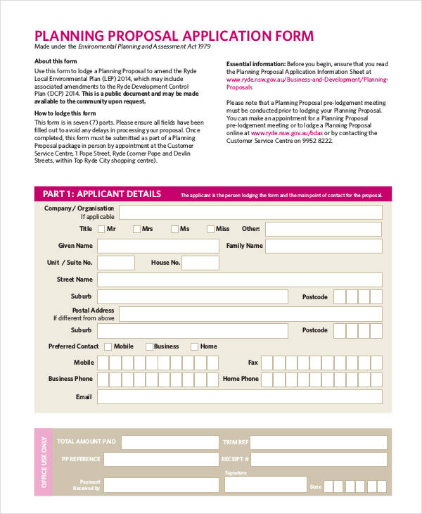 FREE 9 Sample Proposal Application Forms In PDF MS Word Excel
