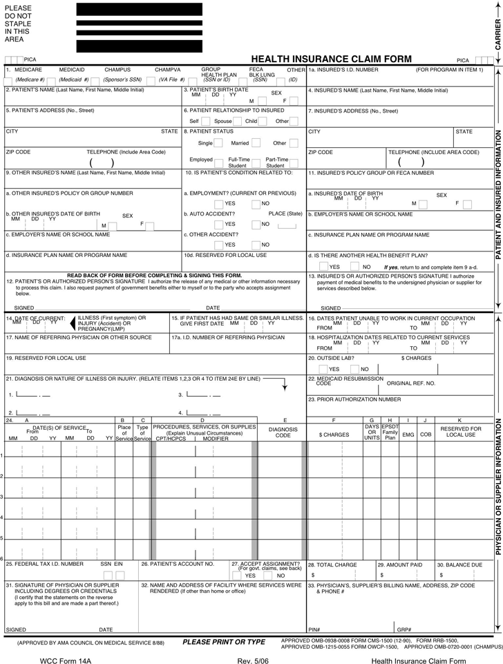 Free South Carolina Health Insurance Claim Form PDF 478KB 4 Page s 