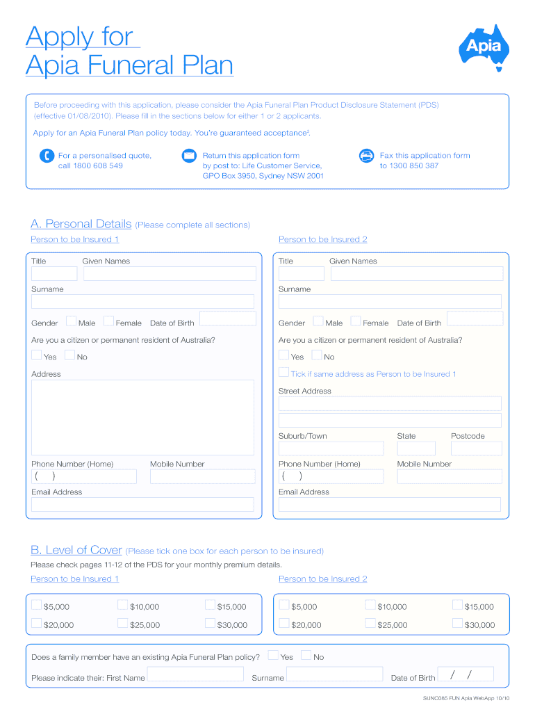 Funeral Cover Application Form Template Doc Fill Online Printable 