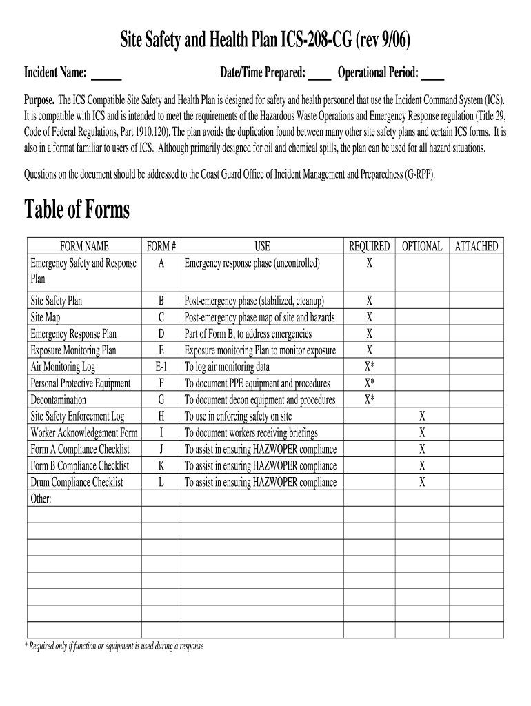 Health And Safety Plan Sample Fill Online Printable Fillable Blank 