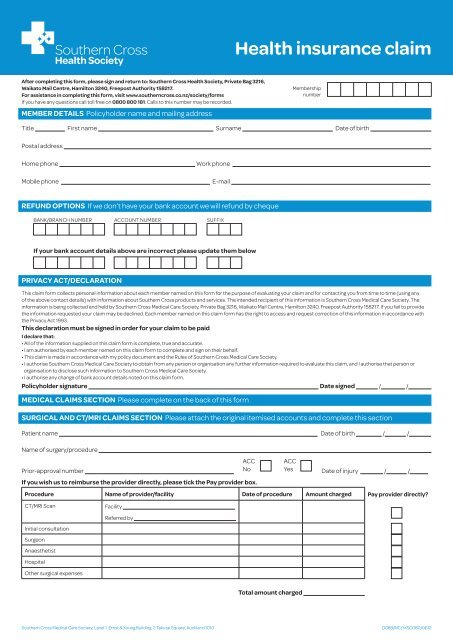 Health Insurance Application Form Pdf Insurance