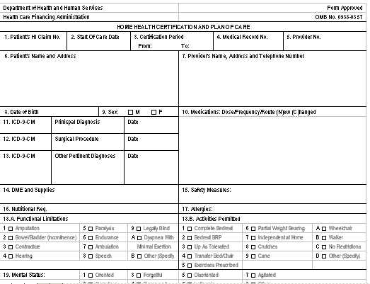 Home Health 485 Template