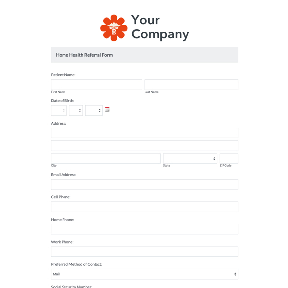 Home Health Referral Form Template Formstack