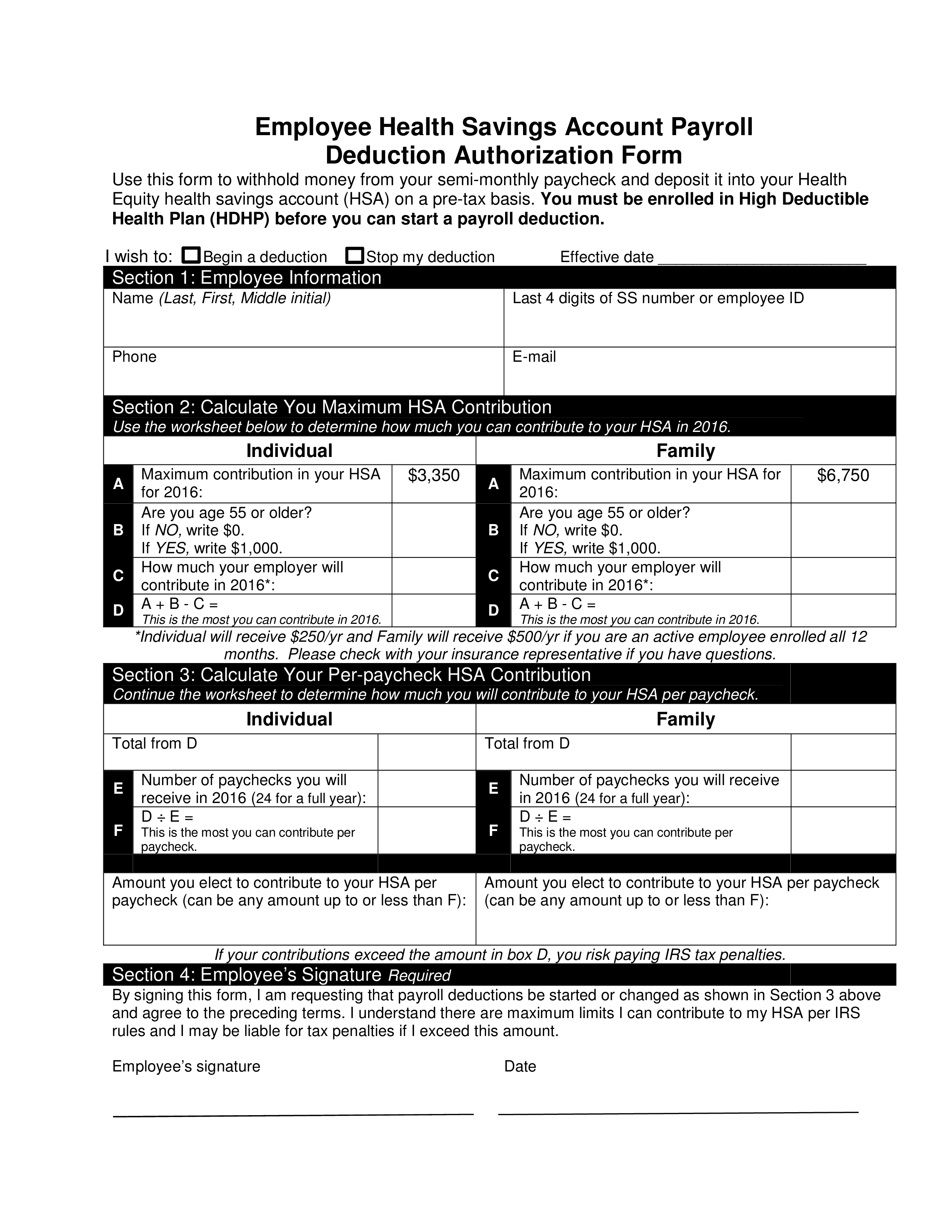 How To Create An Employee Health Payroll Deduction Form Download This 