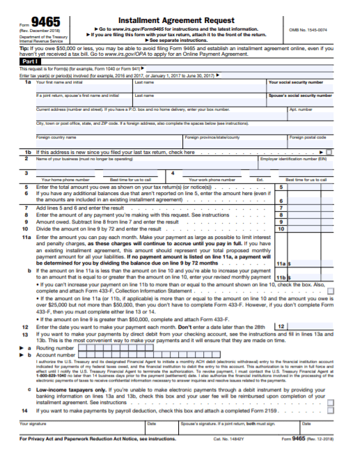 How To Set Up A Payment Plan With The IRS Form 9465 The Handy Tax Guy