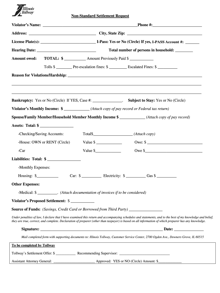 Illinois Tollway Payment Plan Fill Online Printable Fillable Blank 