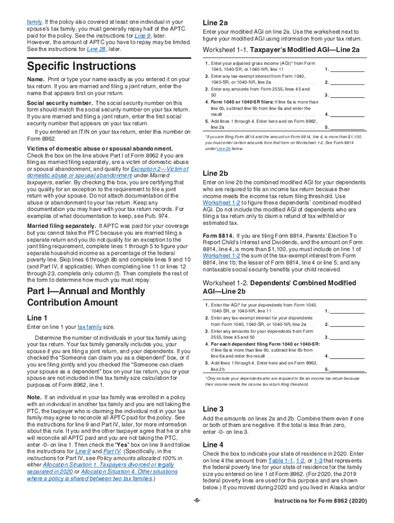 Instructions For Form 8962 Fill Out And Sign Printable PDF Template 