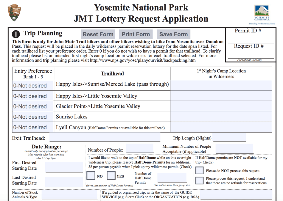 John Muir Trail Permit Application Process Form 2017 JMT Guide John 