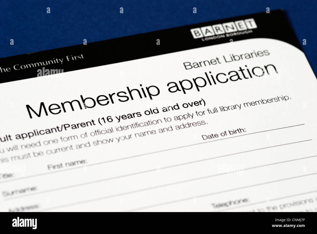 London Barnet Council Library Membership Application Form Stock Photo 