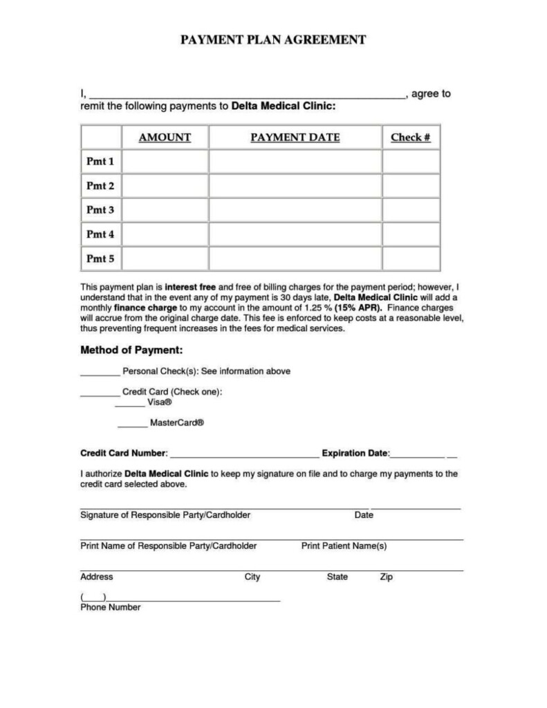 Medical Payment Plan Agreement Template SampleTemplatess 