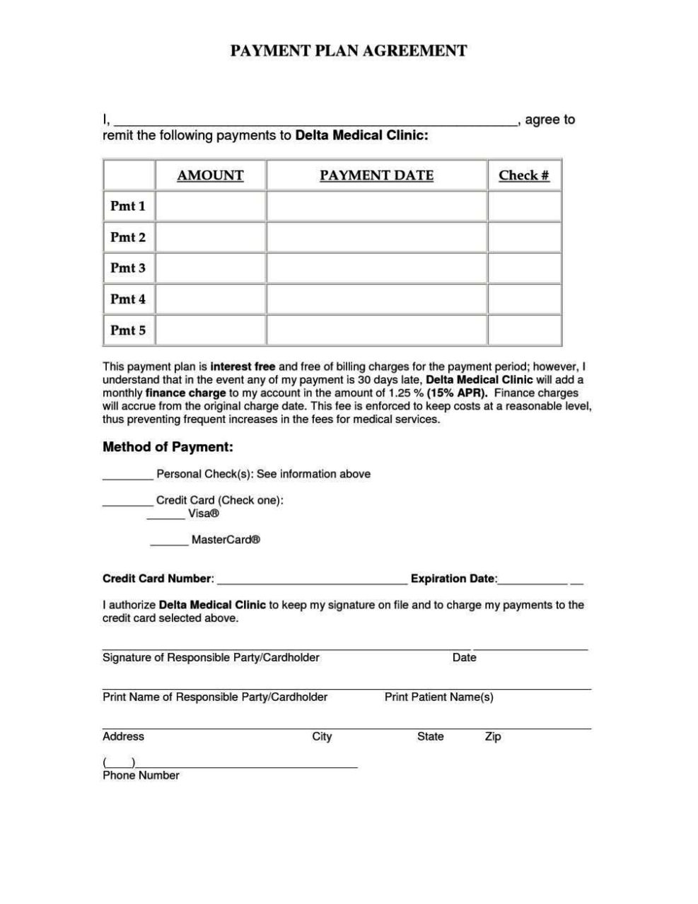 Medical Payment Plan Agreement Template SampleTemplatess 