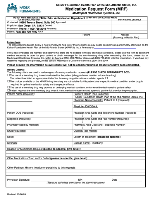 Medication Request Form Printable Pdf Download