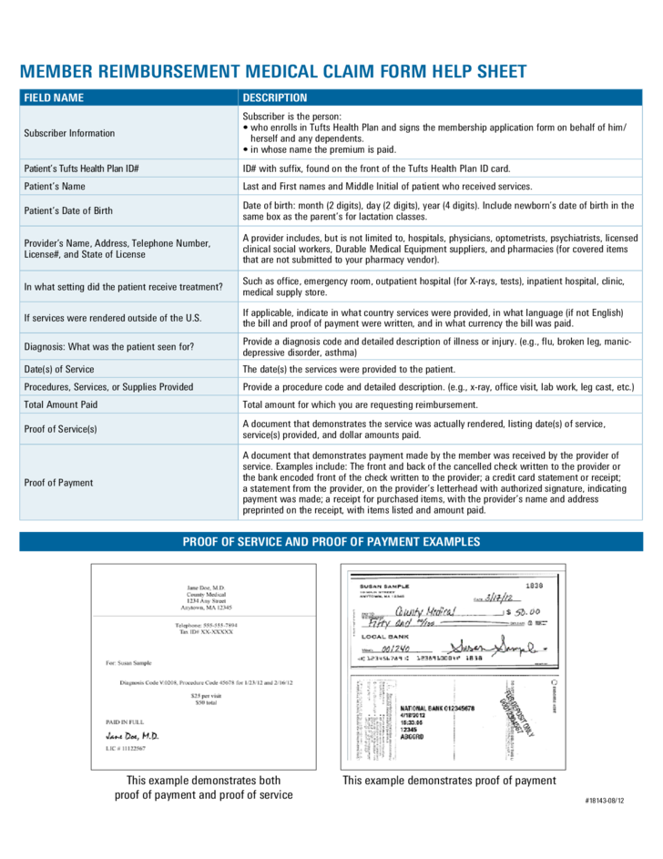 Member Reimbursement Medical Claim Form Free Download