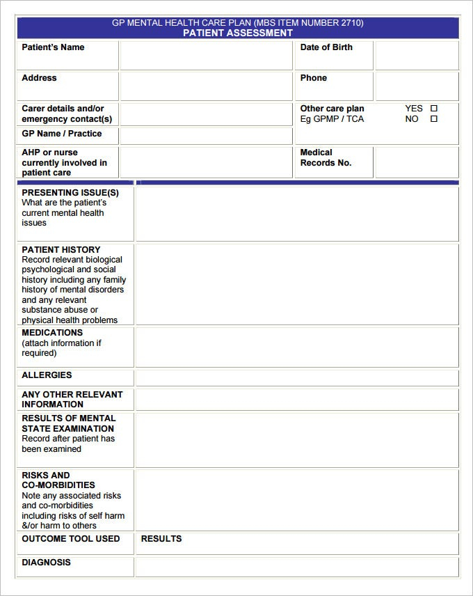 Mental Health Care Plan Templates 17 Free Word PDF Documents 