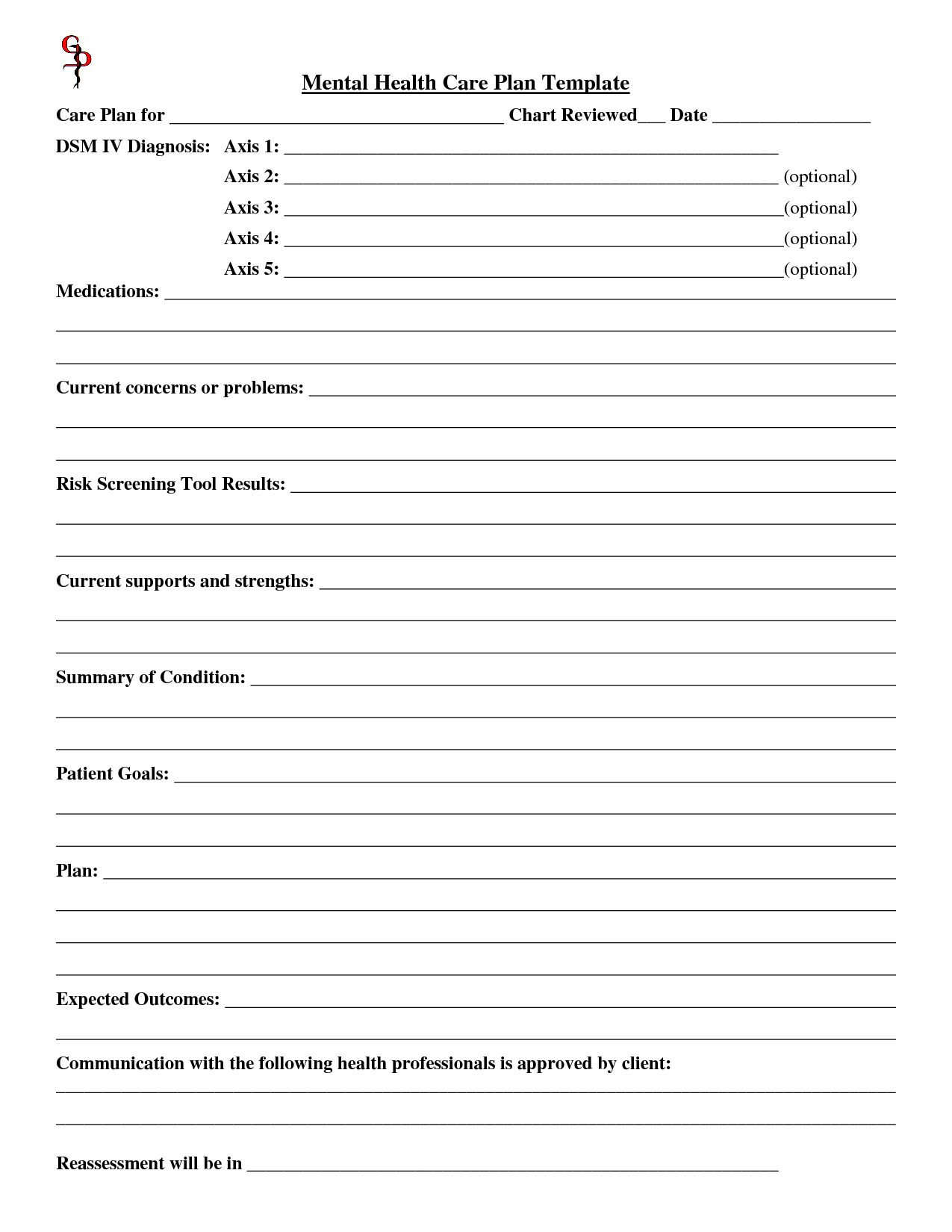 Mental Health Treatment Plan Forms Free PlanForms