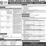 NUMS University Admission 2021 Entry Test Schedule Application Form