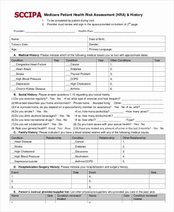 Patient Safety Plan Template Beautiful Free Health Assessment Form In 