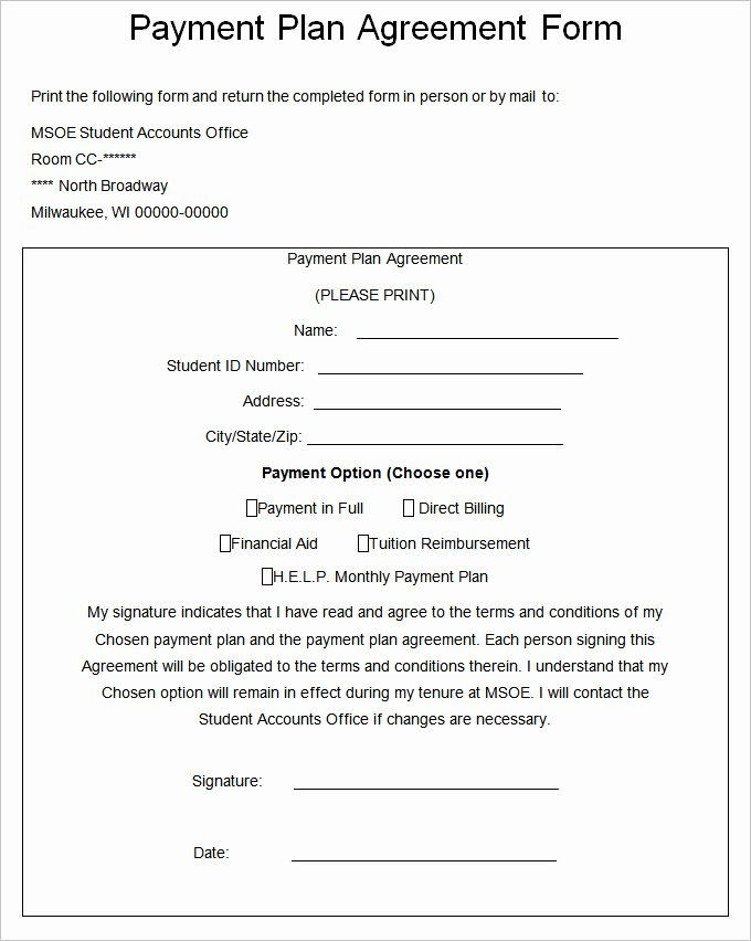 Payment Plan Letter Template Awesome Payment Plan Agreement Template