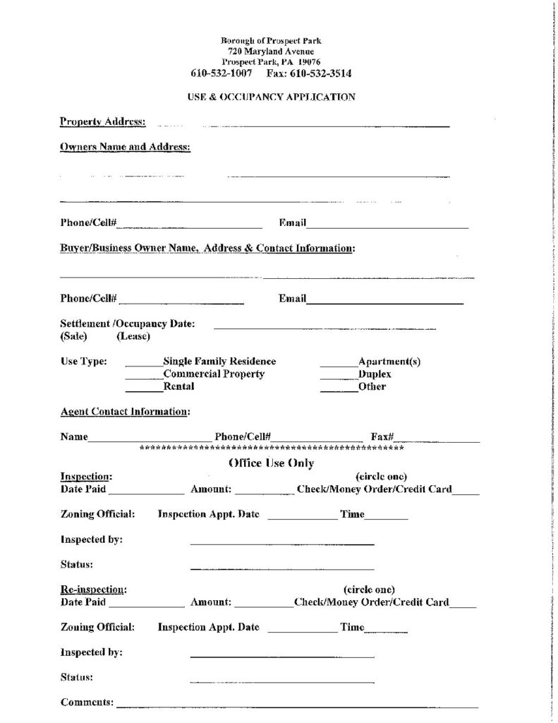 Permits Applications Forms