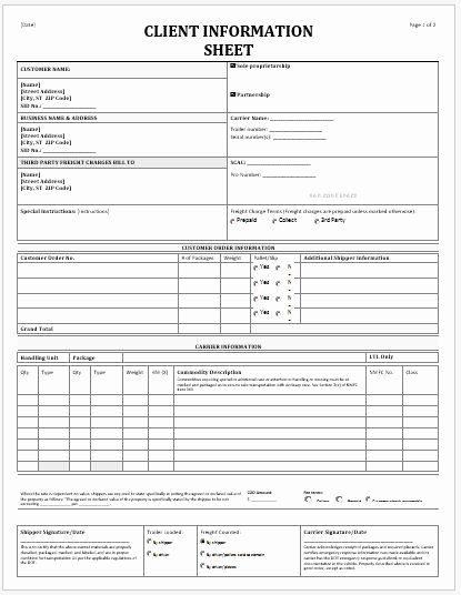 Personal Information Template Excel Best Of Business Format Client 