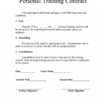 Personal Training Contract Template Addictionary