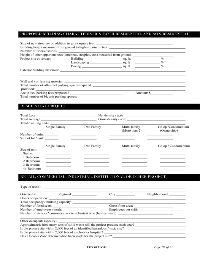 Planning Application Form California Free Download
