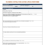 Plumbing Contractor License Application Form City Of Torbay Printable