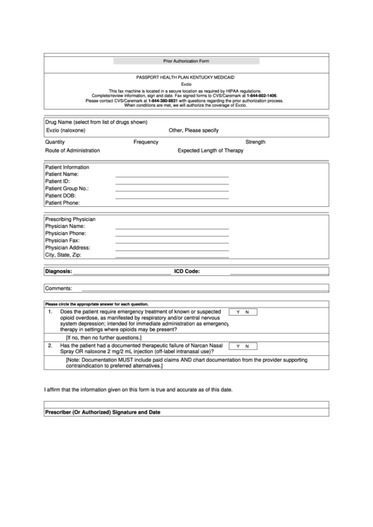 Prior Authorization Criteria Form Passport Health Plan Printable Pdf 