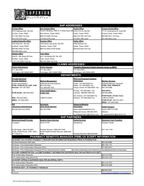 Prior Authorization List Quick Reference Guide Superior HealthPlan