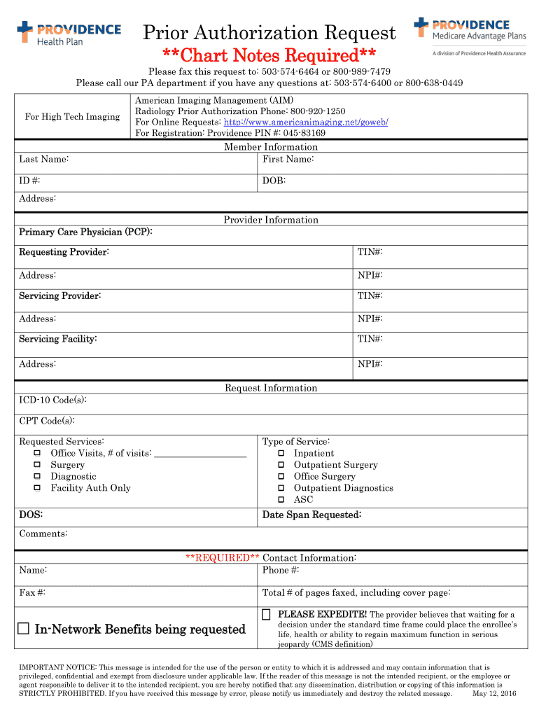 Providence Health Plan Prior Authorization Form 2016 2021 Fill And