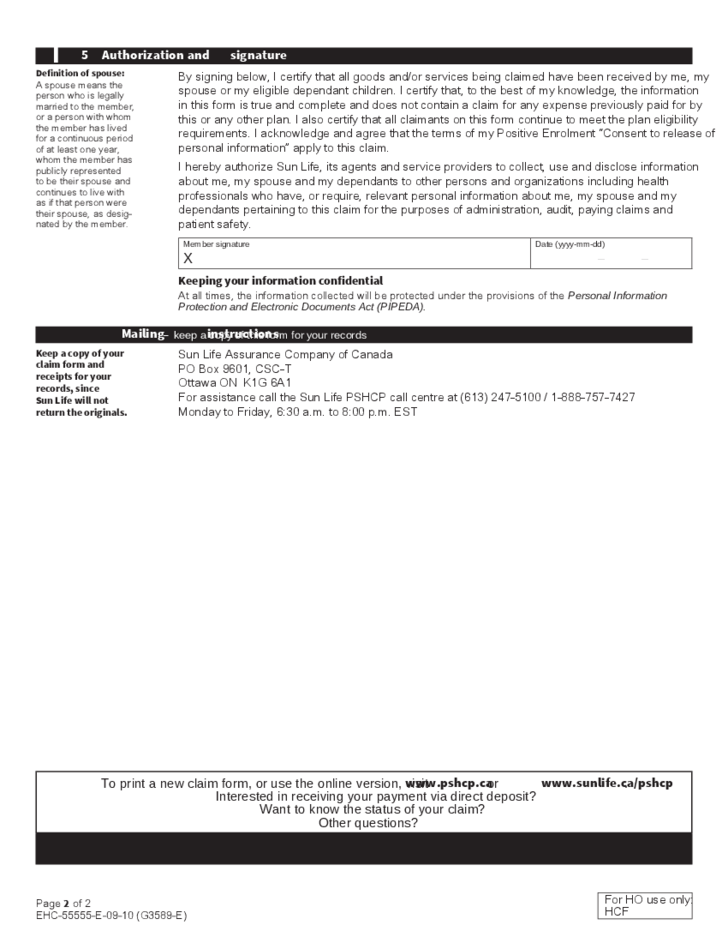 Public Service Health Care Plan PSHCP Claim Form Free Download