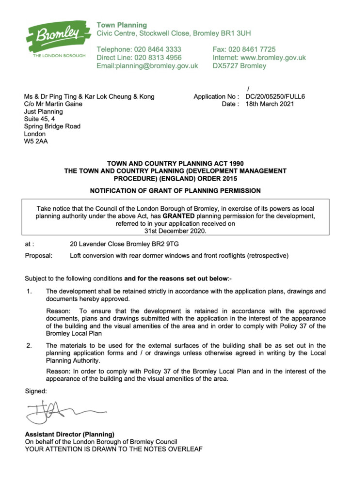 Retrospective Planning Application For A Loft Conversion With Rear 