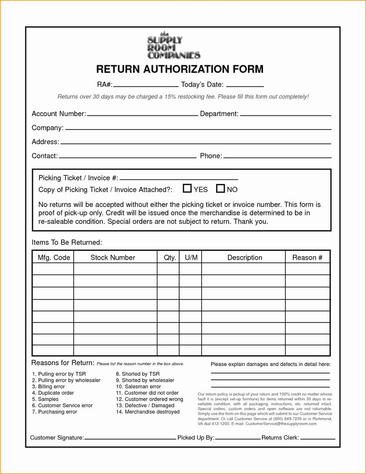 Return Authorization Form Template Awesome 24 Of Return Authorization 