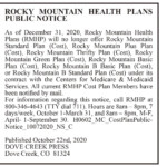 ROCKY MOUNTAIN HEALTH PLANS Dove Creek Press