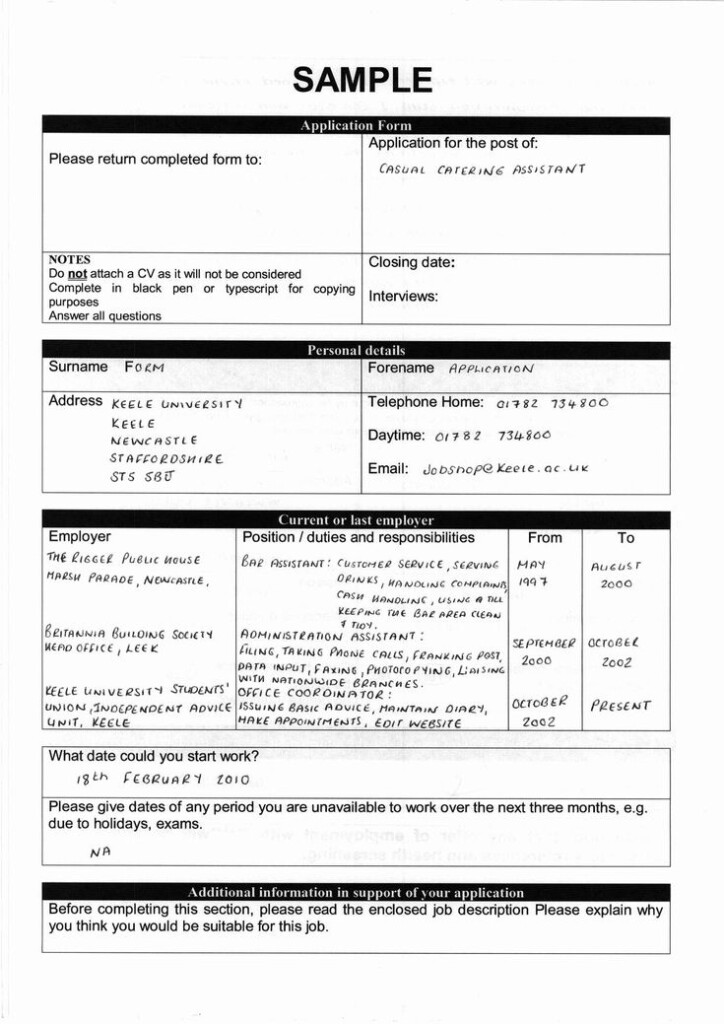 Sample Job Application Form Elegant Application Forms Job Application 