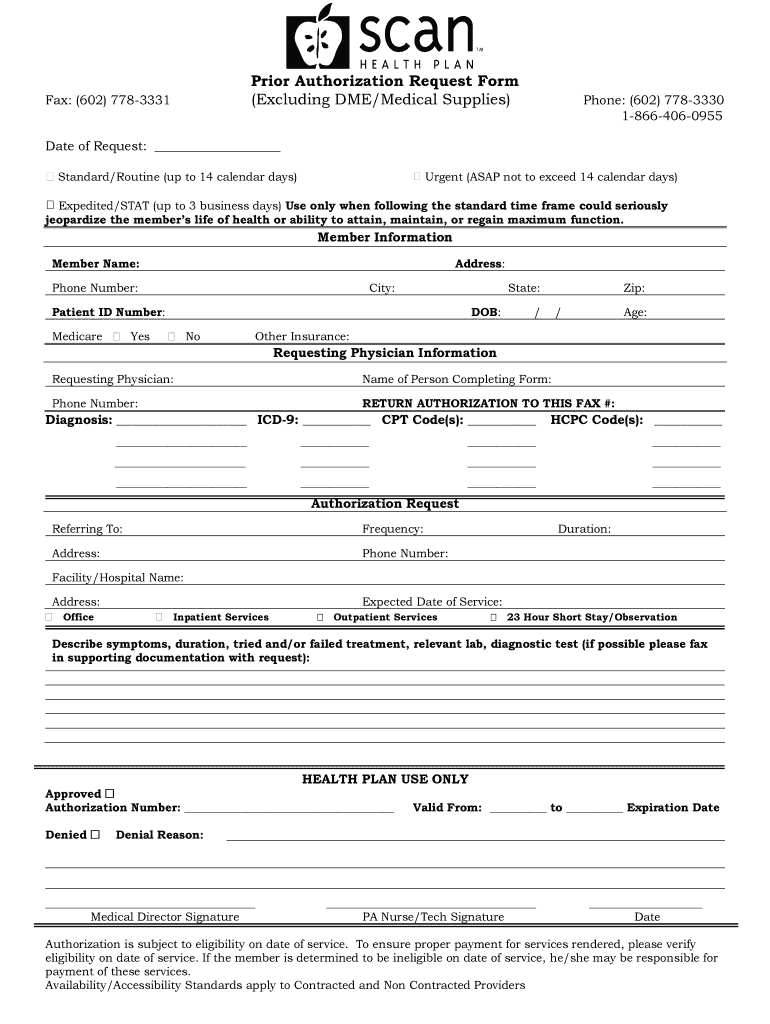 Scan Health Plan Authorization Form Fill Online Printable Fillable 