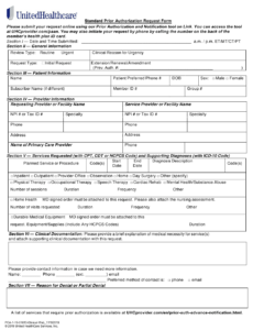 Standard Prior Authorization Request Form Unitedhealthcare Download