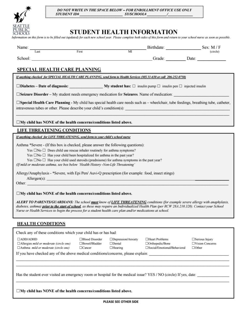 Student Health Information Form By Lil Curry Issuu
