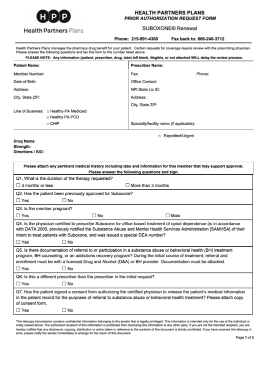 Top Health Partners Prior Authorization Form Templates Free To Download 