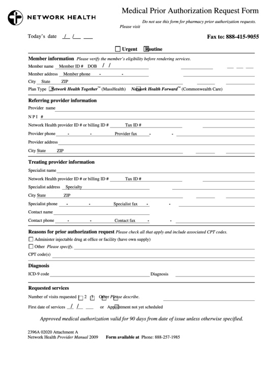 Top Network Health Prior Authorization Form Templates Free To Download